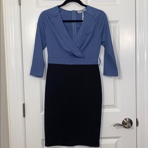 Grace Karin color block dress with blue wrap top and black skirt NWT size Small